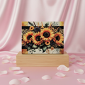 Sunflower & Leopard Print Glass Cutting Board