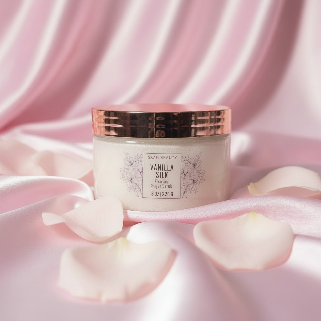 Vanilla Silk Sugar Scrub - Pink Silk with Rose Petals